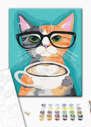 Brushme classic картина за номерами кіт і кава, 48×60 см