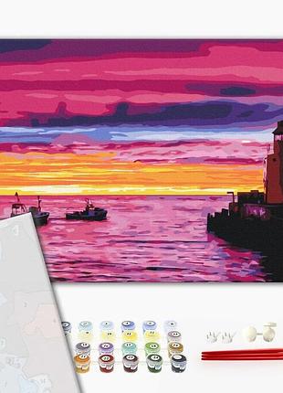 Brushme premium картина за номерами захід на причалі, 40×50 см, 40x50 см