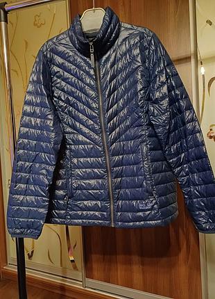 Пуховик жіночий jack wolfskin синій великого розміру