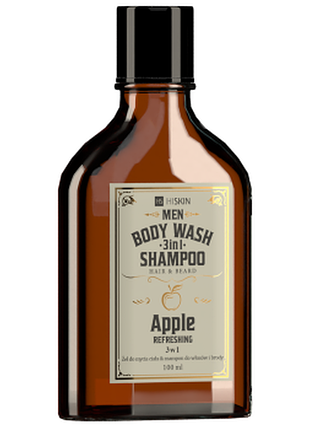 Гель-шампунь 3 в 1 для мытья тела, волос и бороды hiskin gentelmans apple whisky, 100мл, 100 мл