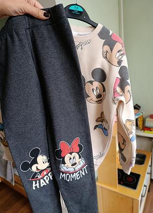 Спортивний костюм для дівчинки disney міккі маус, світшот та лосини, сірий та бежевий