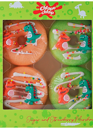 Набор бомбочек для ванны «fizzy donuts» chlapu chlap sugar marsmallow, 4*60г, 4 шт. х 60 г