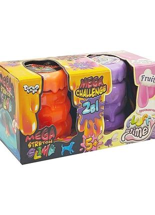 Вязкая масса 2 в 1 "mega stretch slime" и "fluffy slime" fls-03-01u оранжевый-фиолетовый