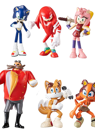 Набір фігурок їжачок супер сонік 6в1, 7 см — sonic the hedgehog