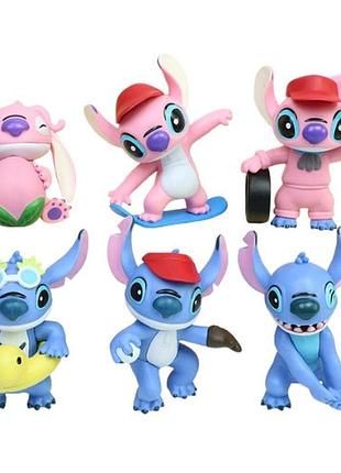 Набор фигурок 6в1 стич и энджел из м/ф "лило и стич", 6-8 см. — stitch.