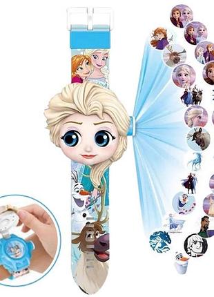 Детские часы с 3d-проектором 24 изображения эльза ледяное сердце - elsa frozen
