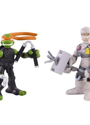 Набор мини-фигурок микеланджело и крысиный король - michelangelo and rat king, mini mutants, 7см, playmates