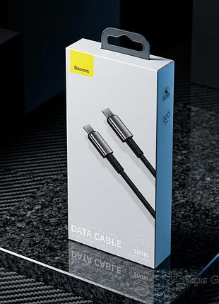 Кабель baseus tungsten gold fast charging type-c to type-c 100w (2m) (black)