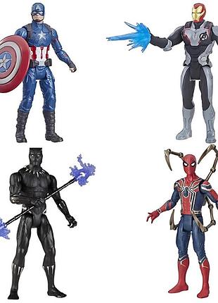 Набір фігурок hasbro 4в1, капітан америка, людина павук, залізна людина, чорна пантера, 15 см - avengers