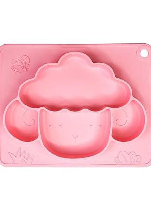 Силиконовая тарелка-коврик "баранчик" mgz-0125(pink) 18х23 см