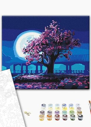 Brushme classic картина за номерами сакура в місячному сяйві, 48×60 см