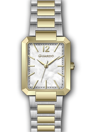 Женские часы guardo premium 012814-3 двухцветный корпус стальной браслет белый перламутровый циферблат