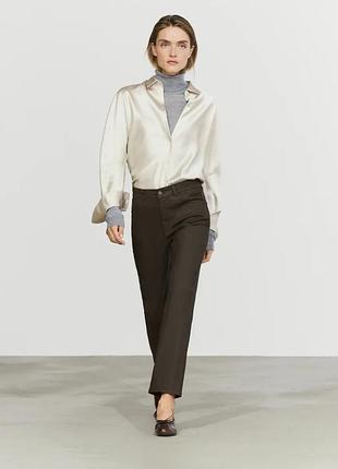 Брюки жіночі massimo dutti штани прямого крою з щільної еластичної бавовняної тканини з вощеним покриттям
