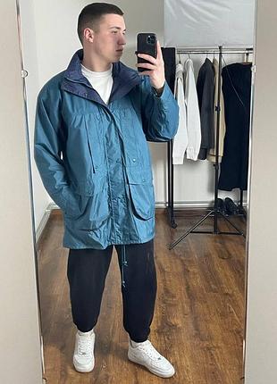 1366 / блакитний вінтажний дощовик dickies, дікес, синій, подовжений, вітровка, куртка, оригінал