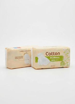 Гігієнічні прокладки deliplus cotton normal, які забезпечують надійний захист та максимальний комфорт кожного дня, 32 шт. іспанія.