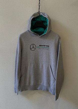 Орргінальний чоловічій худі з офіційний колекції mercedes -amg petronas motorsport formula 1 розмір l сірого кольору
