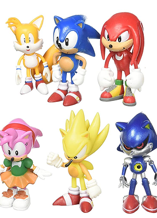 Набор фигурок классический ёжик супер соник, 6в1, 7 см - classic sonic the hedgehog