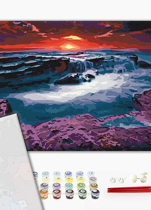 Brushme premium картина по номерам закат у водопада, 40×50 см, 40x50 см