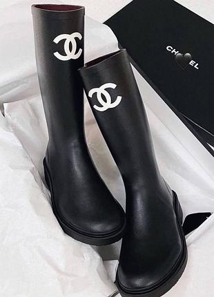 Чоботи сапоги  черевики ботинки гумаки в стилі chanel гумові шанель резина резиновые