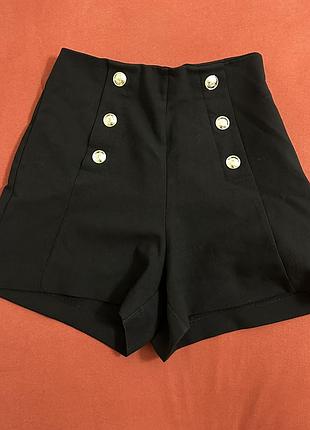 Шорти жіночі zara чорні з високою посадкою