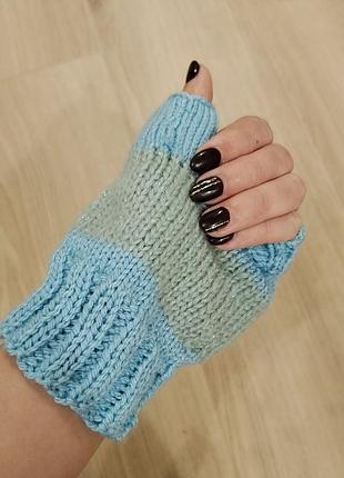 Вязаные митенки, перчатки 4