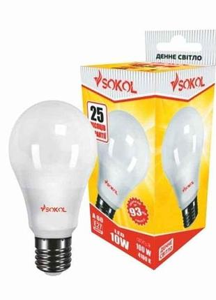 Лампа светодиодная a60 led 10w, 4100k (дневный свет) e27 тм sokol