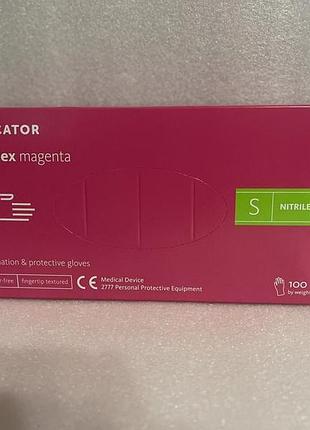 Рукавички нітрилові nitrylex magenta розмір s яскраво-рожеві (100 шт./50 пар/пач.)