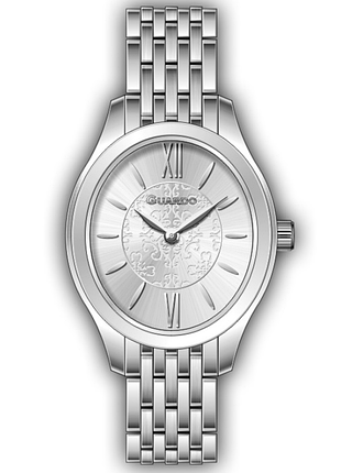 Жіночий годинник guardo premium 012813-1 овальний сріблястий корпус сталевий браслет сріблястий циферблат