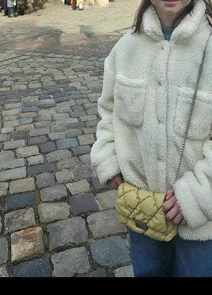Шуба для дівчинки, штучна, молочна 3