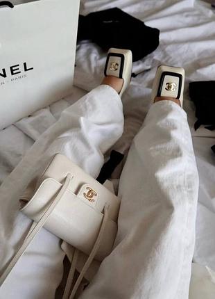 Молочные туфли тупой носок идеальные эстетические chanel