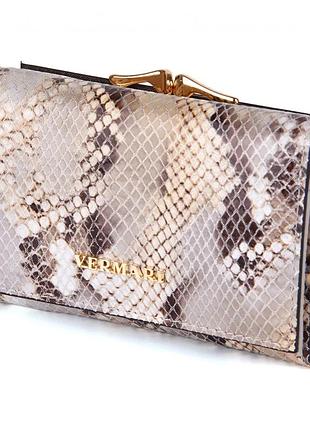 Кошелек женский классический кожаный под рептилию vermari 55020-52801 light gold