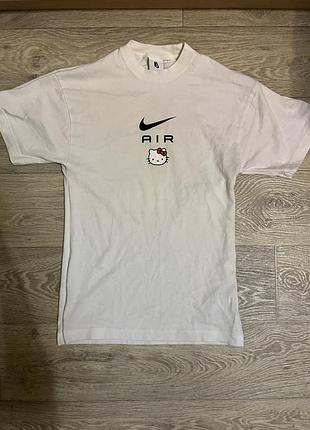 Белая футболка nike x hello kitty air / оригинальная лимитированная футболка найк хеллоу китти