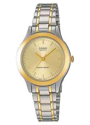 Женские часы casio ltp-1128g-9a стальной браслет золотистый циферблат