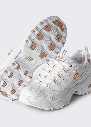 Кросівки жіночі skechers d'lites fresh start білі з рожевим золотом