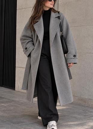 Довге сіре пальто oversize collusion з поясом eu 38 / m