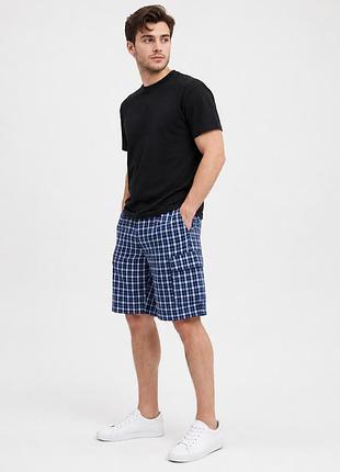 Шорты мужские sport в клетку большие размеры 2xl-6xl летние свободные с карго карманами ,синий с голубым, xxl
