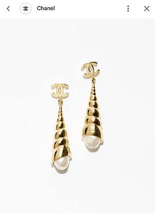Сережки chanel висячі естетичні золотисті