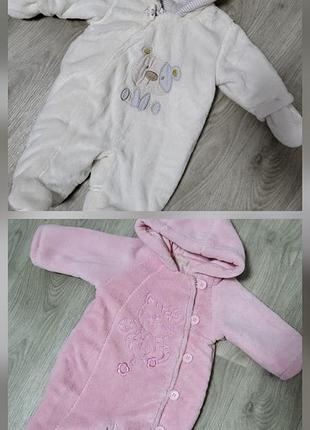 Зимові комбінезони для дівчаток mothercare плюшеві, до 62 см лот