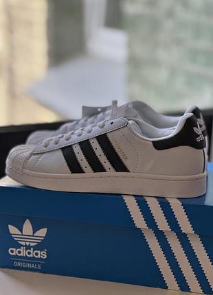 Кросівки жіночі/дитячі adidas superstar білі з чорним