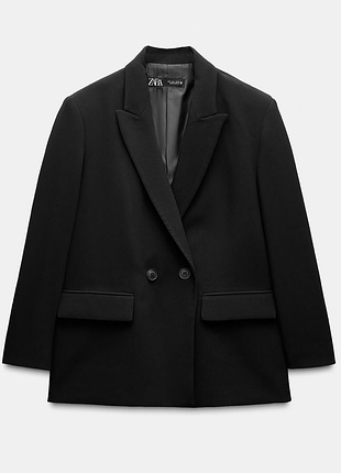 Новый черный пиджак zara бра двубортный m 2753/022/800