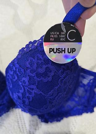 Бюстгальтер жіночий push-up мереживний синій 85с