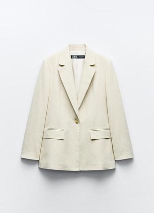 Молочний піджак zara зара oversize льон бавовна s 3021/144/712