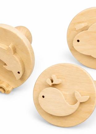 Дитячий набір дерев'яних штампів для піску bs toys sand stamps, 3 шт., від 18 місяців