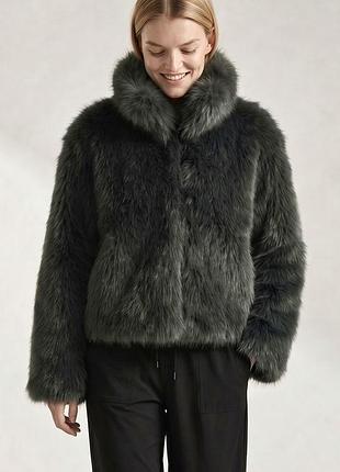 Сіра коротка шуба zara