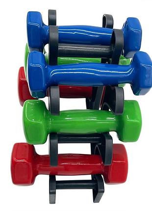 Набір вінілових гантелей на підставці vinyl dumbbell set ne-vin-125, 2 шт по 1 кг, 1,5 кг, 2 кг