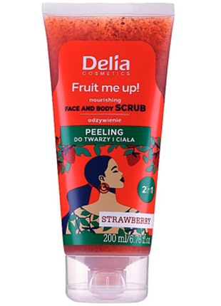 Скраб 2 в 1 для обличчя та тіла delia fruit me up! живильний з ароматом полуниці, 200мл, 200 мл