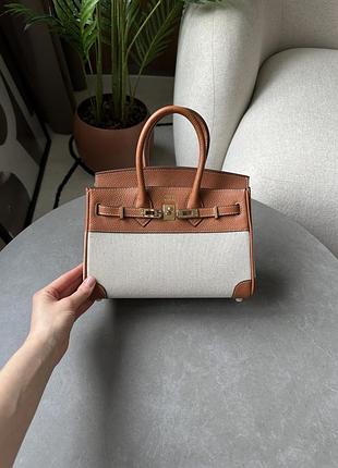 Сумка эрмес гермес хермес эрме birkin 25 ginger/canvas 2