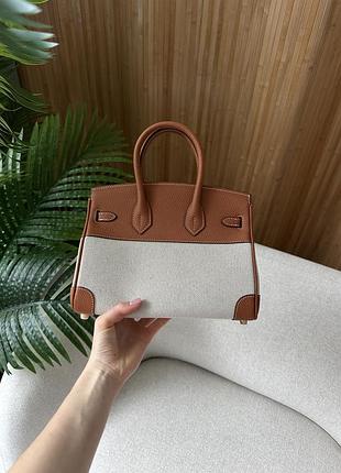 Сумка эрмес гермес хермес эрме birkin 25 ginger/canvas 5