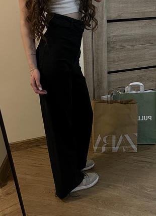 Жіночі джинси zara чорні широкі з високою посадкою