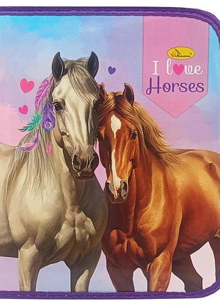 Папка для тетрадей на молнии "i love horses" ап-1001-8